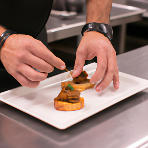 A skilled chef preparing a delicious dish with precision and attention to detail.